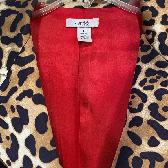 Cache Cheetah Long Jacket with RED lining, rolled sleeves and pockets! STUNNING! - Picture 8 of 10